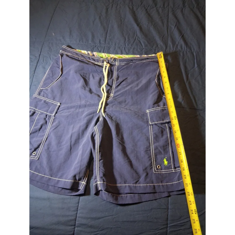 Polo Ralph Lauren Mens Navy Blue Cargo‎ Board Shorts Swim Trunks Size 36